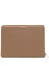 Hugo Boss Logo-lettering Leather Conference Folder In Brown
