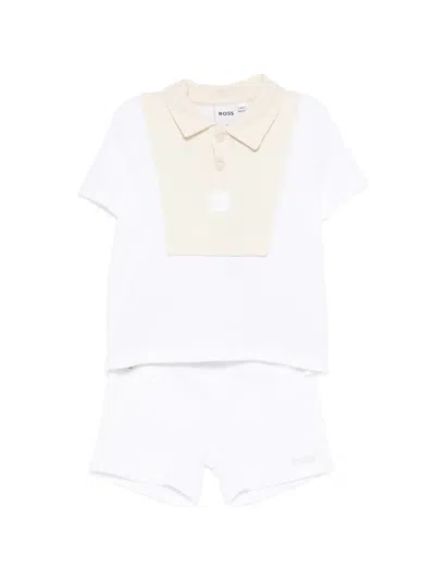 Hugo Boss Babies' Logo-lettering Shorts Set In White