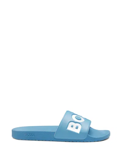 Hugo Boss Logo-lettering Slides In Blue