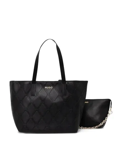 Hugo Boss Logo-lettering Tote Bag In Black