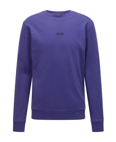 Hugo Boss Logo Long-sleeved Hoodie In Blue