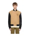 Hugo Boss Logo Long-sleeved Leather Jacket In Multicolor