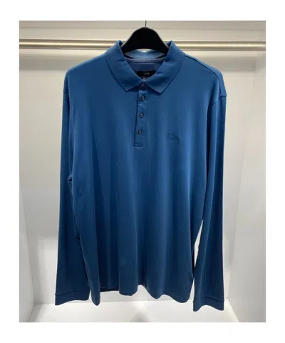 Hugo Boss Logo Long-sleeved Polo Shirt In Blue