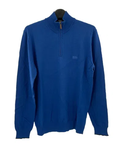 Hugo Boss Logo Long-sleeved Sweater In Blue