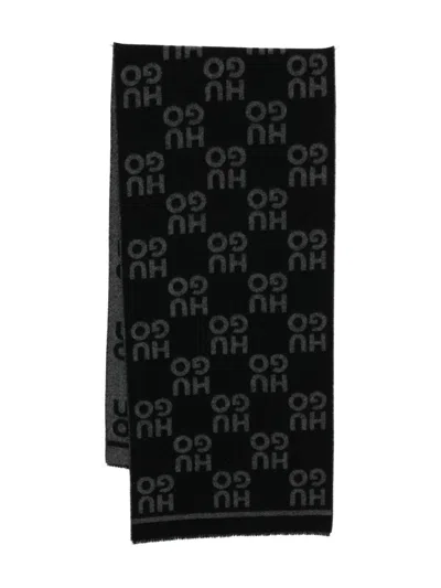 Hugo Boss Logo-motif Scarf In Black