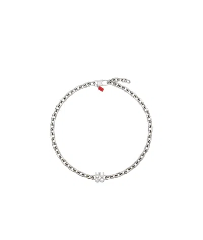 Hugo Boss Logo Necklace In Gray