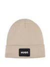 Hugo Boss Logo-patch Beanie In Neutral