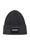 Hugo Boss Logo-patch Beanie In Black