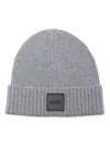 Hugo Boss Logo-patch Beanie Hat In Gray