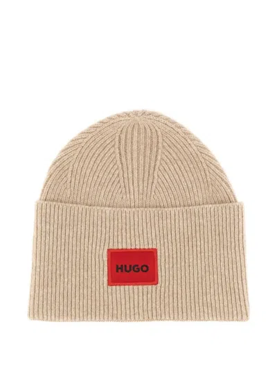 Hugo Boss Hugo Beanie Hat With Logo In Brown