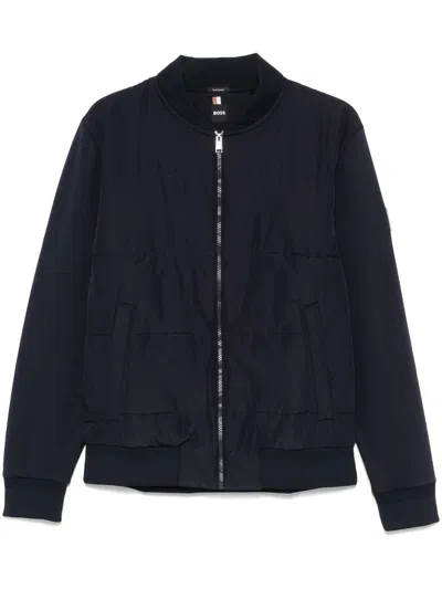 Hugo Boss Logo-patch Bomber Jacket In Blue
