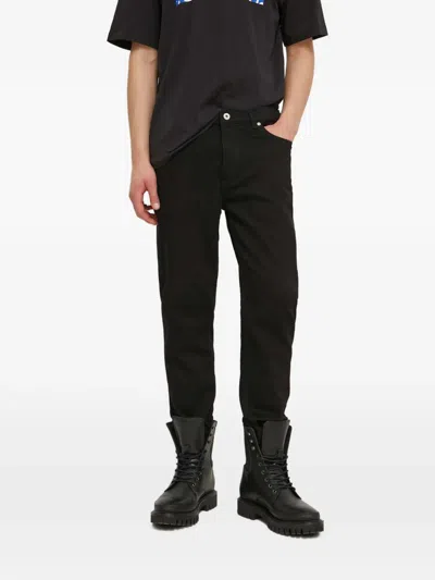 Hugo Boss Logo-patch Buttoned Denim In Black
