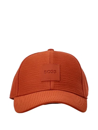 Hugo Boss Logo-patch Cap In Orange