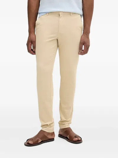 Hugo Boss Logo-patch Chinos In Neutral