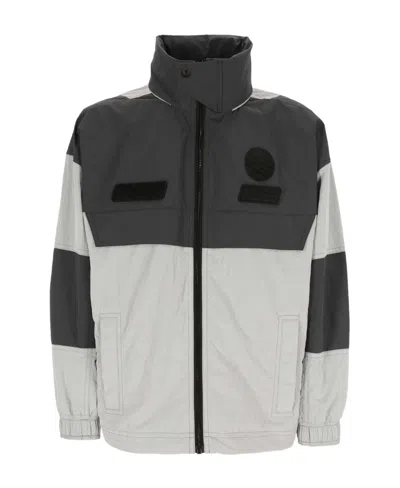 Hugo Boss Logo-patch Colour-block Hooded Jacket In Black