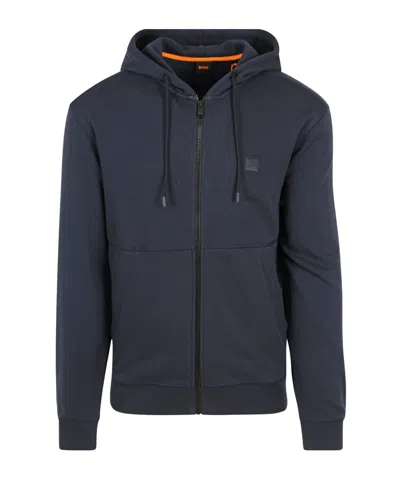 Hugo Boss Logo-patch Cotton Hoodie In Black