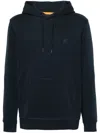 Hugo Boss Logo-patch Cotton Hoodie In Blue