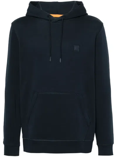 Hugo Boss Logo-patch Cotton Hoodie In Black