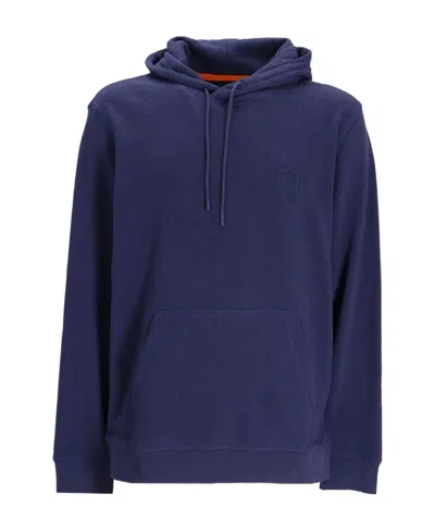 Hugo Boss Logo-patch Cotton Hoodie In Blue