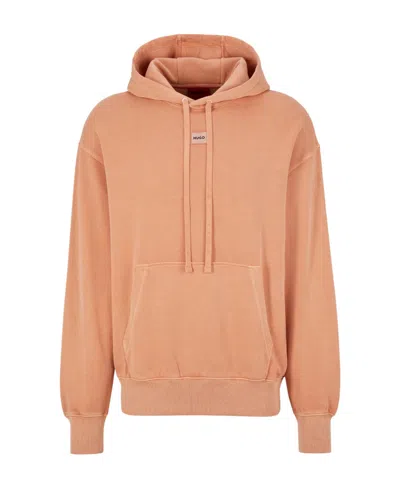 Hugo Boss Logo-patch Cotton Hoodie In Pink