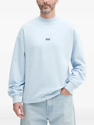 Hugo Boss Logo-patch Cotton Sweatshirt In Blue