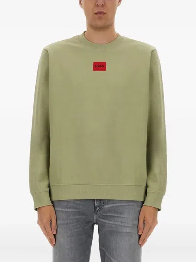 Hugo Boss Logo-patch Cotton Sweatshirt In Green