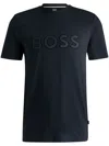 Hugo Boss T Shirt With Patch Logo Design In Blue