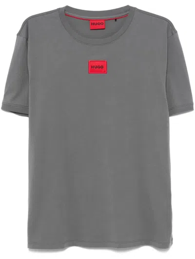 Hugo Boss Logo-patch Cotton T-shirt In Grey