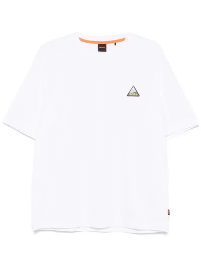 Hugo Boss Logo-patch Cotton T-shirt In White