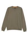 Hugo Boss Logo-patch Crew-neck Sweater In Green
