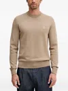 Hugo Boss Logo-patch Crew-neck Sweater In Neutral