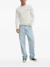 Hugo Boss Logo-patch Crew-neck Sweater In White