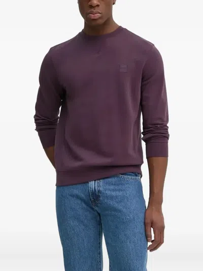 Hugo Boss Logo-patch Crew-neck Sweatshirt In Multi