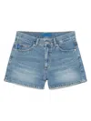 Hugo Boss Logo-patch Denim Shorts In Blue