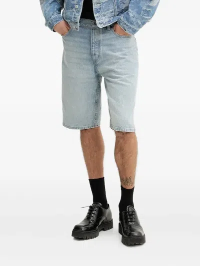 Hugo Boss Logo-patch Denim Shorts In Blue