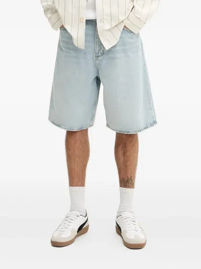 Hugo Boss Logo-patch Denim Shorts In Blue