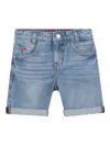 Hugo Boss Logo-patch Denim Shorts In Blue