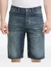 Hugo Boss Logo-patch Denim Shorts In Blue