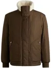Hugo Boss Water-repellent Jacket With Faux-fur Collar In Brown