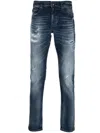 Hugo Boss Logo-patch Distressed Jeans In Blue