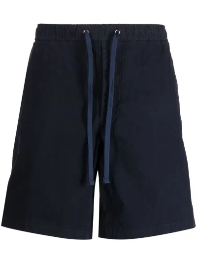 Hugo Boss Logo-patch Drawstring Cotton Shorts In Blue