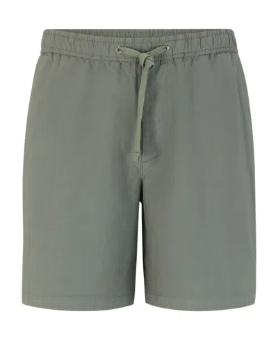 Hugo Boss Logo-patch Drawstring Cotton Shorts In Gray