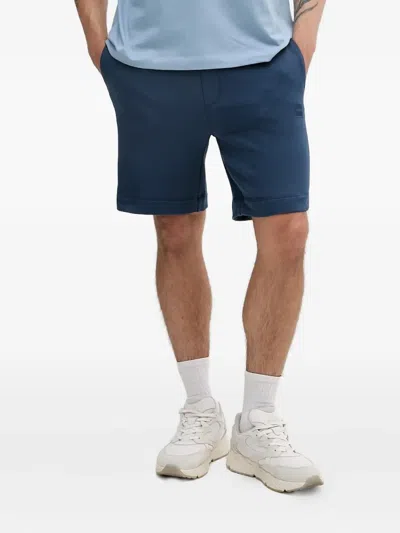 Hugo Boss Logo-patch Drawstring Shorts In Blue