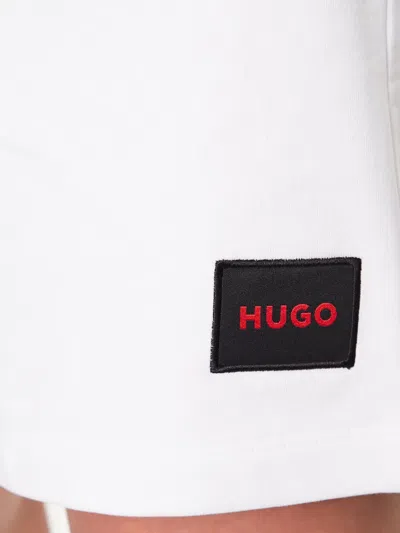 Hugo Boss Logo-patch Drawstring Swim Shorts In White