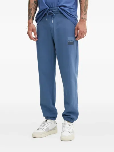Hugo Boss Logo-patch Elasticated-cuff Track Pants In Blue