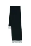 Hugo Boss Logo Patch Fringed Edge Scarf In Black