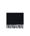 Hugo Boss Logo-patch Fringed Scarf In Black