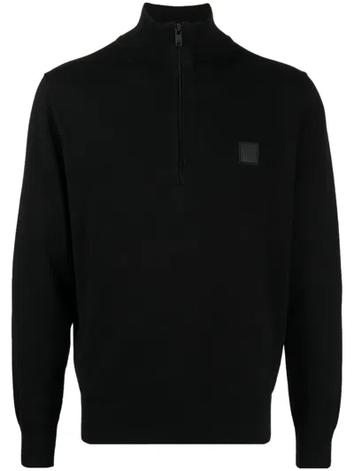 Hugo Boss Cardigan Mit Kurzem Reissverschluss In Black