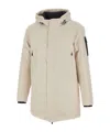 Hugo Boss Logo Patch Hooded Coat In Neutral
