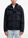 Hugo Boss Logo-patch Hooded Jacket In Black